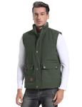 Flygo Men's Army Green Fleece-Lined Puffer Vest
