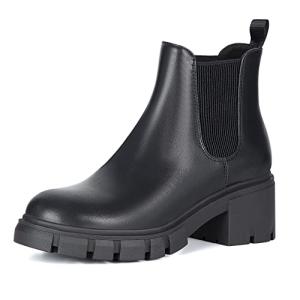 Women's Stylish Black Chelsea Boots with Chunky Heel
