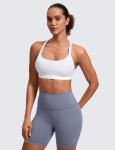 CRZ YOGA Women's Padded Strappy Sports Bra - White