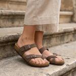 CUSHIONAIRE Luna Brown Slide Sandals for Women