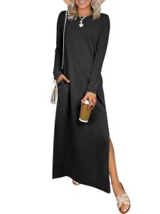 ANRABESS Women's Black Long Sleeve Maxi Dress