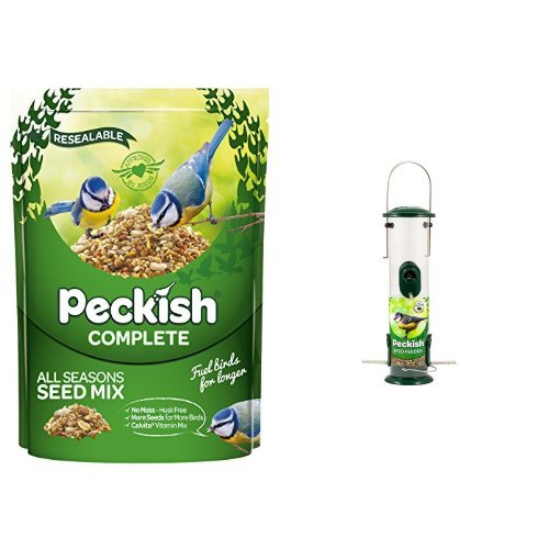 Peckish Complete All Seasons Seed Mix for Wild Birds, 2 kg with Metal Seed Bird Feeder Bundle