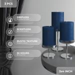 Set of 3 Dark Blue Pillar Candles