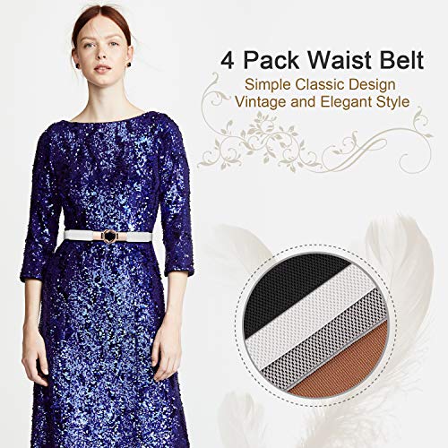 Retro Stretch Women’s Skinny Belt Set - 4 Pack