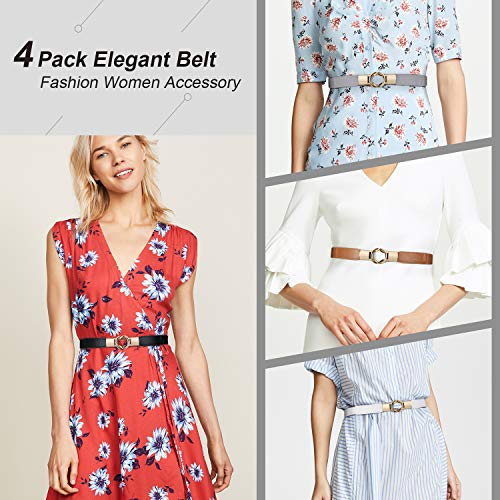 Retro Stretch Women’s Skinny Belt Set - 4 Pack