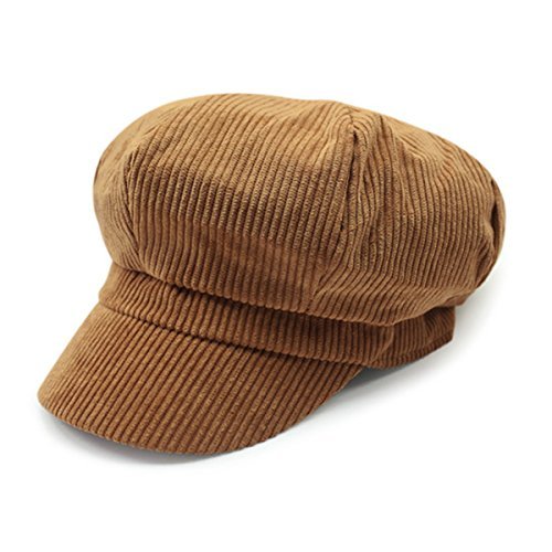 Women's Vintage Washed Denim Newsboy Cap in Tan