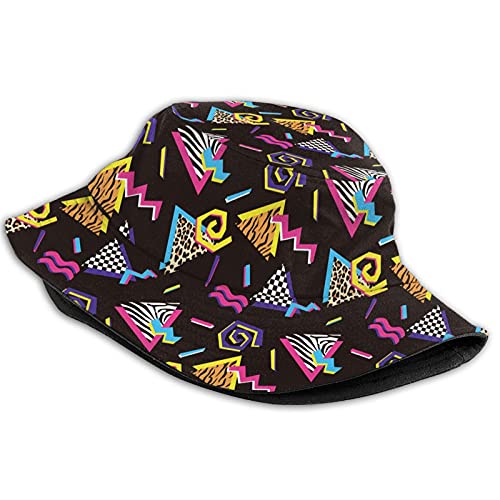 Retro 80s 90s Geometric Leopard Print Bucket Hat