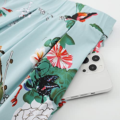 50's Rockabilly Pleated Skirt in Green Floral