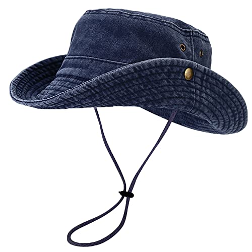 Retro Dark Blue Unisex Cotton Boonie Hat