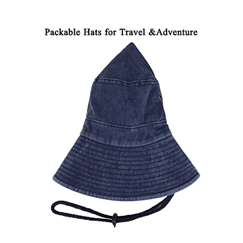 Retro Dark Blue Unisex Cotton Boonie Hat