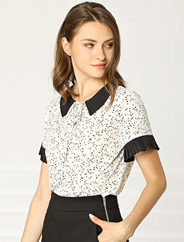 Beige Polka Dot Blouse with Contrast Doll Collar