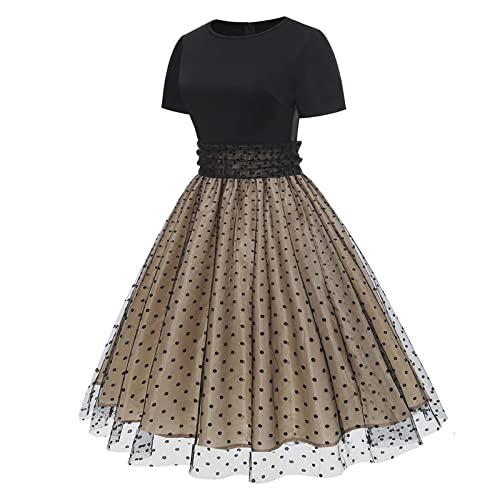 1940s Rockabilly Polka Dot A-Line Dress