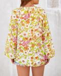Floral Boho V Neck Blouse for Women