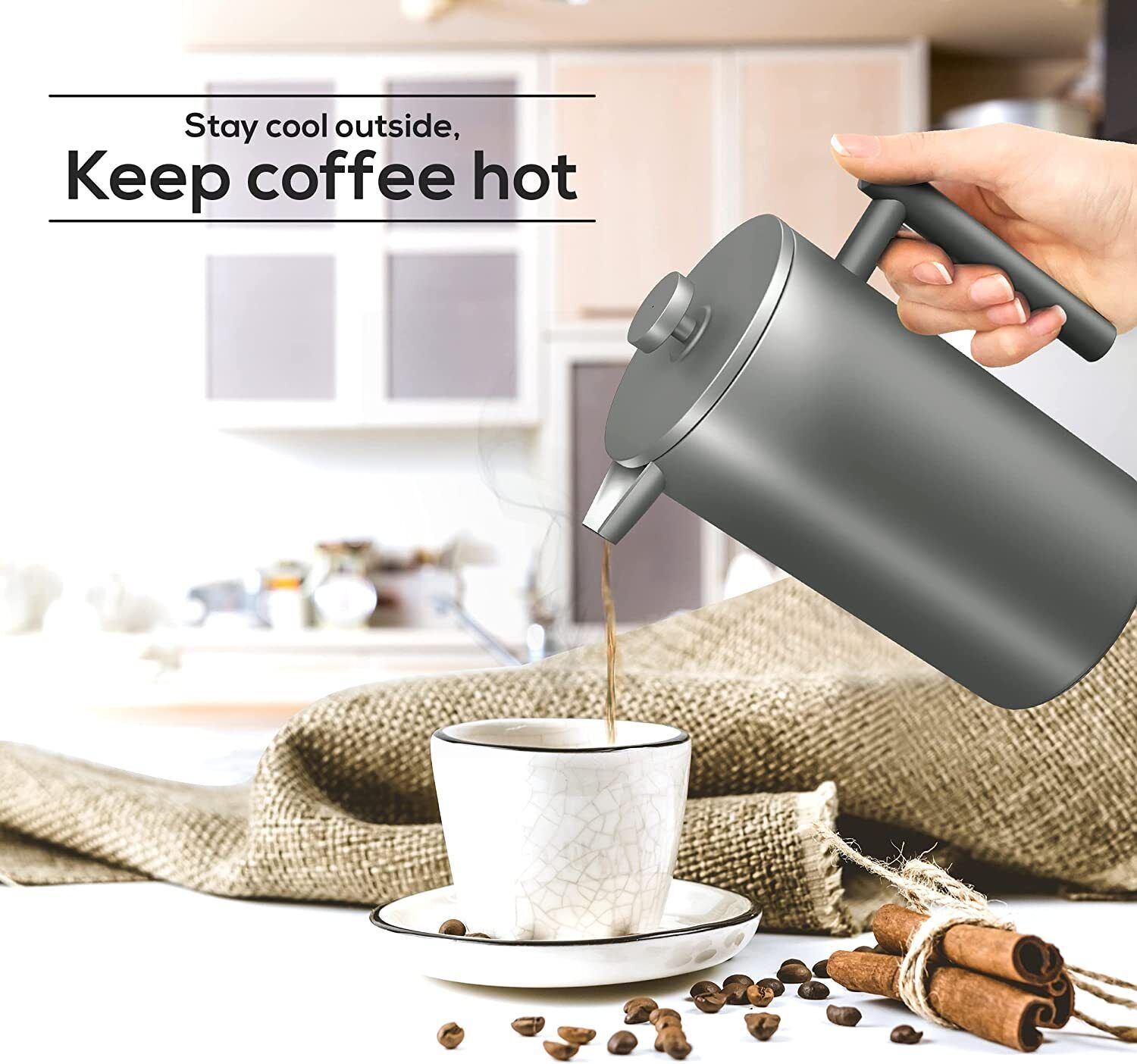 Stainless Steel French Press Coffee Maker with Filters