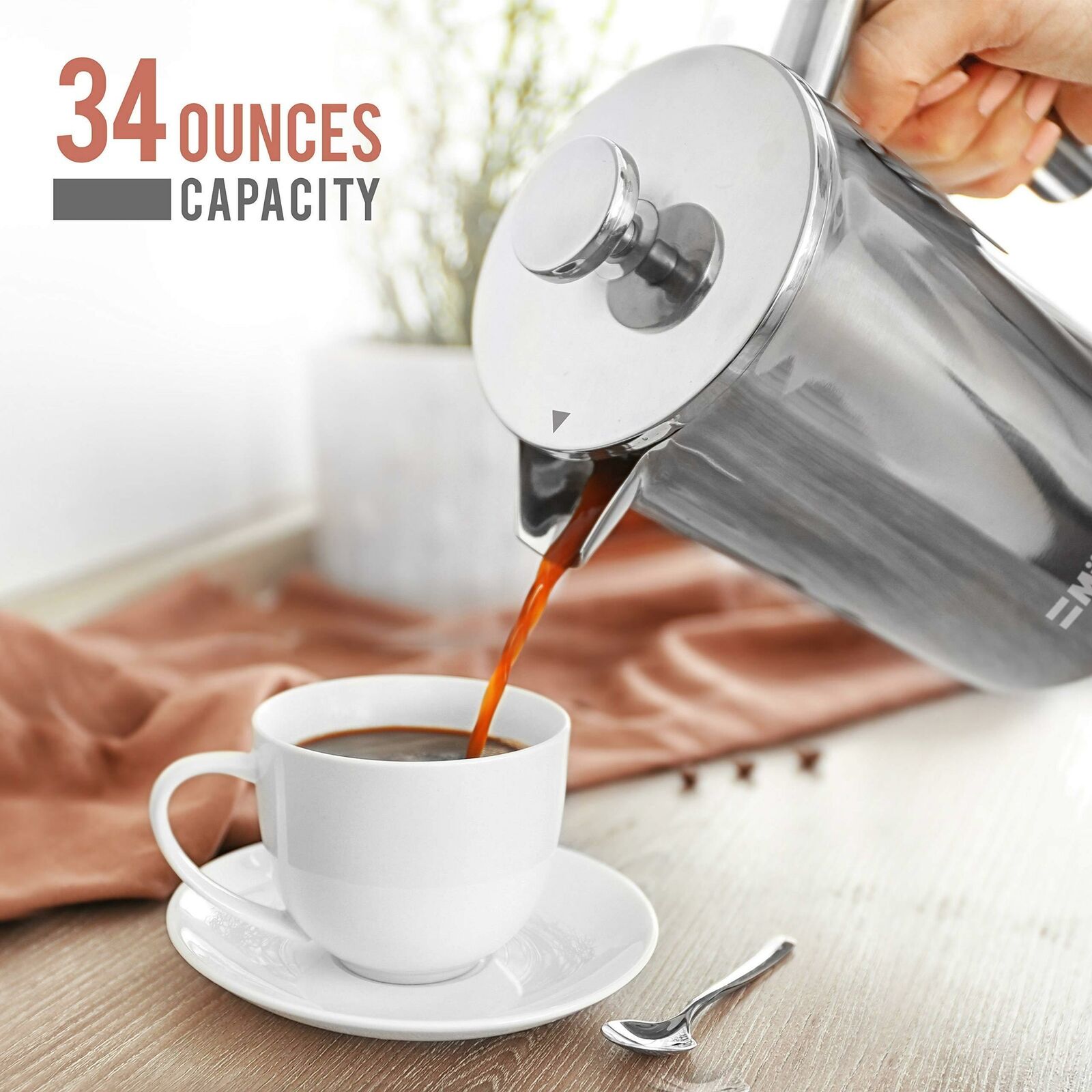 Mueller 34oz Stainless Steel French Press Coffee