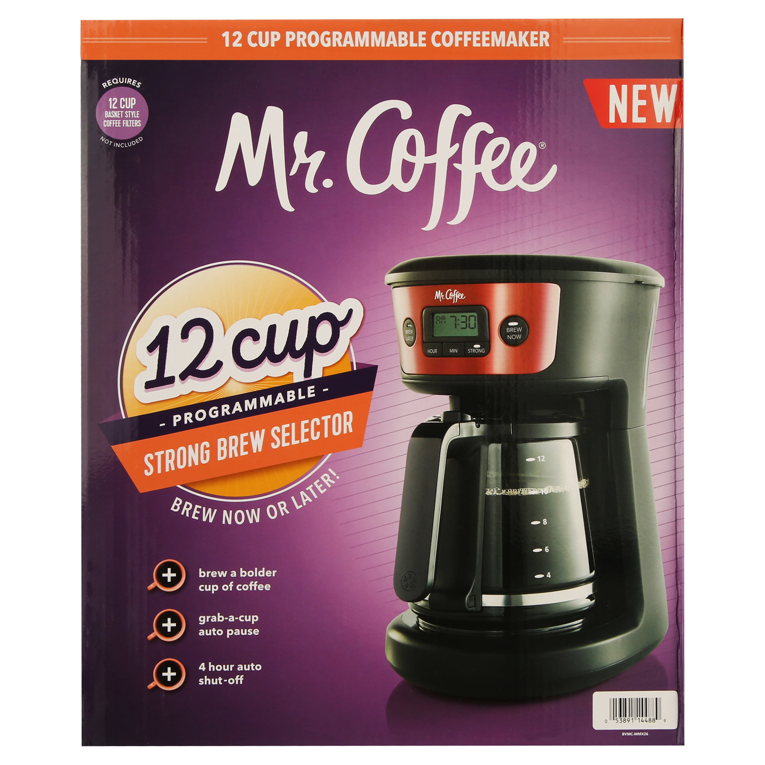 Mr. Coffee 12-Cup Programmable Coffeemaker, Strong Brew