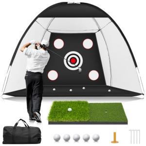 10x7ft Golf Practice Net with Hitting Mat