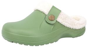 ChayChax Warm Fuzzy Memory Foam Clogs - Green