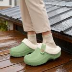ChayChax Warm Fuzzy Memory Foam Clogs - Green