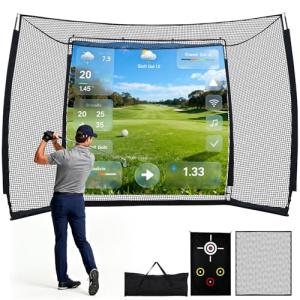 GYMMALL Golf Hitting Net with Simulator Screen