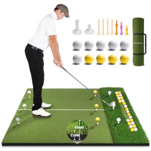 Dual Turf Golf Mat with Ball Tray, 5x4 FT