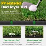 Dual Turf Golf Mat with Ball Tray, 5x4 FT