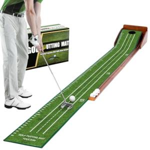 Portable Indoor Golf Putting Green with Ball Return
