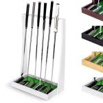 Wooden Golf Putter Stand with Grass Mat Organizer