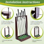 Wooden Golf Putter Stand with Grass Mat Organizer