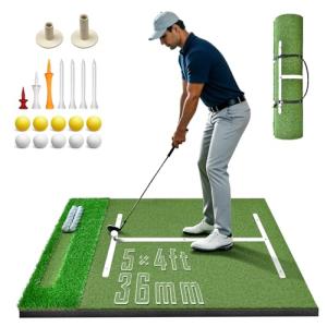 Golf Mat 5x4ft Dual-Turf with Ball Tray