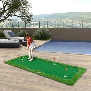 12x5 FT Golf Putting Green Mat with Flags