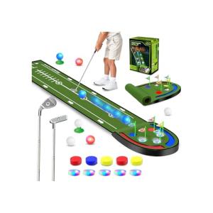 VATOS Golf Putting Mat with LED Balls and Glow Cups