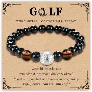 Golf Natural Stone Bead Bracelet for Men