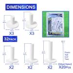 32-Piece Mixed Size Rubber Golf Tees Set