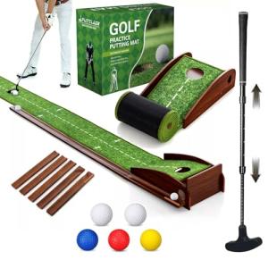 Indoor Golf Putting Mat Set with Auto Return