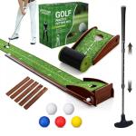 Indoor Golf Putting Mat Set with Auto Return