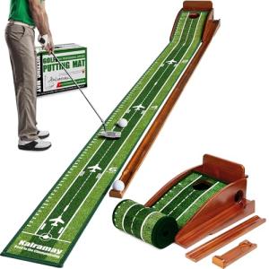 Kalramay Indoor Golf Putting Mat with Ball Return