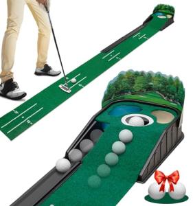 Indoor Putting Green Mat with Ball Return and Guides