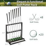 Wooden Golf Putter Stand with Ball Storage