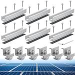 Anbte Solar Panel Bracket Kit, 6 Pcs 7.87 in Aluminium Solar Panel Mounting Rail 30mm/35mm Solar Panel End Clamps, Solar Panel Brackets for Metal Roof, Tin Roof, Flat Roof, Sheet Roof, RV, Silver