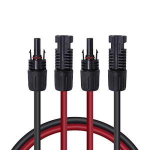 Renogy 20FT 12AWG Solar Panel Extension Cable with Female and Male Connectors, 20Ft. 12AWG, 1 Pair 20' 12 Gauge Red and Black
