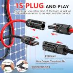 Vansdon 2x50 Feet Solar Panel Extension Cable- 10AWG Solar Cable Solar Panel Cable with Female and Male Waterproof Connectors for RV, Photovoltaic Systems