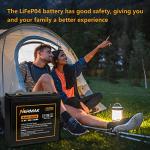 NERMAK 12V 20Ah Lithium LiFePO4 Deep Cycle Battery, 2000+ Cycles Lithium Iron Phosphate Rechargeable Battery for Solar Power, Lighting, Outdoor camping, Power Wheels, Fish Finder, Built-in 20A BMS