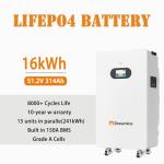 Dawnice 16kWh Solar Battery 48V 314Ah LifePO4 Lithium Solar Batteries Storage Pack Ground-Mounted Grade A Battery Cells 16S1P Built in 150A BMS Bluetooth Wireless Home Battery Backup Camping RV