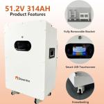 48kwh Solar Battery 51.2V 314Ah 16kwh LiFePO4 Wall-mounted Power Home Battery Backup Solar Storage Lithium Battery for Home Use, Emergency, Camping, RV 3 Sets*16kwh Battery