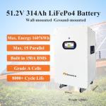 Dawnice 48V 314Ah LifePO4 Lithium Battery 16Kwh Solar Storage Grade A Battery Cells 16S1P Built in 150A BMS Bluetooth Wireless Connection Remote Control Outdoor Indoor Universal Home Energy