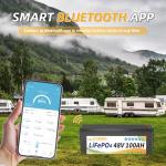 FLLYROWER 48V Lithium Battery 100AH With 150A Smart BMS and 16500 Deep Cycles 48V 100AH Lifepo4 Battery Grade A Cells for Marine Trolling Motor RV camping Solar Golf Cart Off-Grid