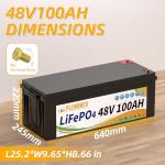 FLLYROWER 48V Lithium Battery 100AH With 150A Smart BMS and 16500 Deep Cycles 48V 100AH Lifepo4 Battery Grade A Cells for Marine Trolling Motor RV camping Solar Golf Cart Off-Grid
