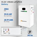 Dawnice 10KW 48V Lithium Battery LifePO4 Solar Storage Backup Wall/Ground-Mounted Grade A Battery Cells Built in 150A BMS Battery Backup for Home Camping RV (10kw Off-Grid Inverter+20kwh Battery)