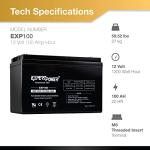 ExpertPower 12V 100Ah Deep Cycle Sealed Lead Acid Battery for Solar Wind Power (AGM)